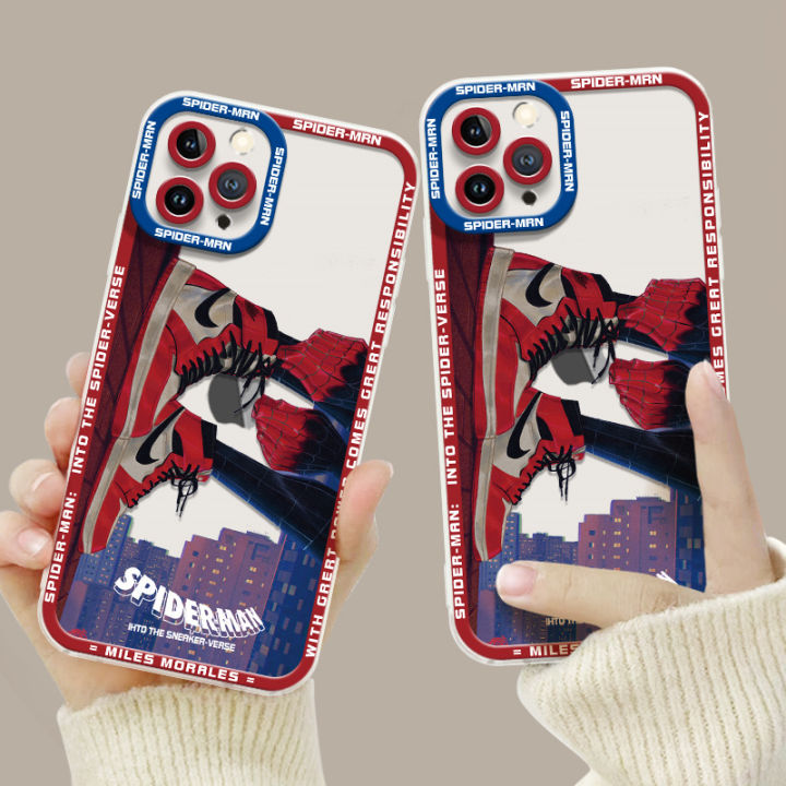 เคสใส่โทรศัพท์สำหรับ-realme-5-5-5s-5i-6i-6-3-pro-9-10-pro-plus-8-5g-8i-7i-9i-เคสลายมนุษย์แมงมุมซิลิโคนนิ่มใสทันสมัยโปร่งใสกันกระแทกสี่เหลี่ยมป้องกันทุกรูปแบบ-tpu-เท่