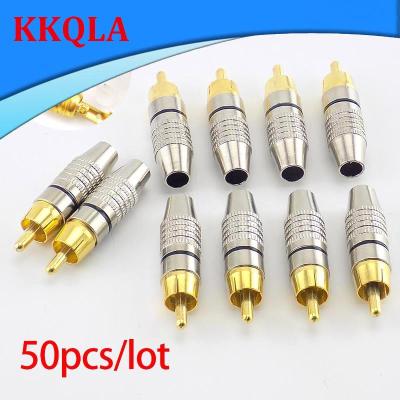 QKKQLA 50X RCA Male Plug Connector Audio Video Locking Plug Adapter Solderness Cable for CCTV Video Camera Security