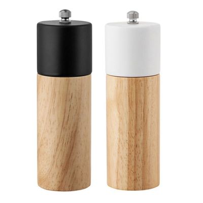 2Pcs Mini Manual Pepper Grinder Wooden Salt &amp; Pepper Mill Multi-Purpose Cruet Kitchen Tool with Ceramic Grinder