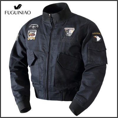 Fuguiniao จัดส่งฟรีผู้ชายฤดูใบไม้ร่วงฤดูหนาวชุดทหารยุทธวิธีกระเป๋า Outwear แจ็คเก็ตแบบระบายอากาศได้
