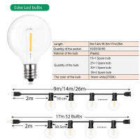 ไฟพวงมาลัยกลางแจ้ง220V G40หลอดไฟพลาสติก LED Festoon Fairy Patio String Lights งานแต่งงาน Street Garden Party Decoration