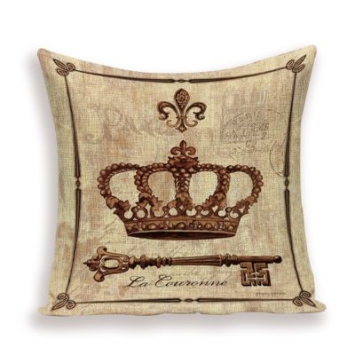 Retro Crown Toss Pillow Case European Key  Cushion  Cover  Linen Custom Home Decoration Lock Lumbar Bed Pillows Covers Kissen