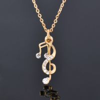 KIOOZOL Romantic Music Style Musical Note Pendant Rose Gold Silver Color Choker Necklace For Women Party Jewelry 488 KO5 Fashion Chain Necklaces