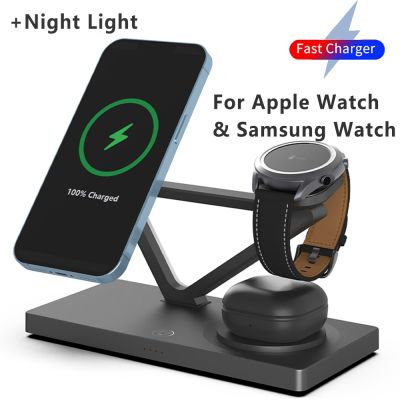 ✎☄ 3 in 1 Wireless Chargers for iPhone 14 13 12 Max AirPods 2 3 Pro Apple Watch Qi Charging Station For Samsung Galaxy Watchs