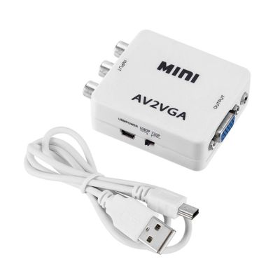 Kotak Konverter Digital Video HD Mini AV2VGA dengan 3.5Mm Audio AV RCA CVBS Ke VGA Video HDTV Kotak Konverter Adaptor dengan Kabel USB