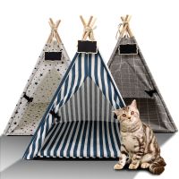 Pet Tent House Cat Bed Portable Teepee Thick Cushion Available for Dog Puppy Outdoor Indoor Portable Linen Pet Dog Tent Supplies Bar  Wine Tools