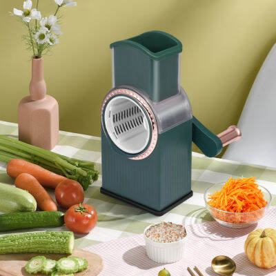 Cheese Grater with Crank, Manual Roller Grater with 3 Removable Roller Blades, Vegetable Slicer, Potato Grater, Quick Slicer, Great for Cucumbers, Cheese &amp; Nuts, Carrots and More