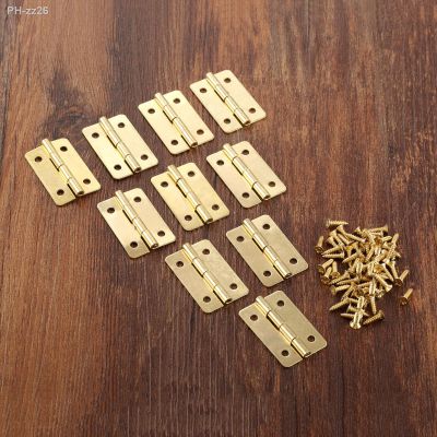 10pcs/lot 30x21mm Flat Hinges 40 screws Mini 4 Hole Hinge Golden Fillet Stainless Steel Furniture Wood Jewelry Wine Box Decor