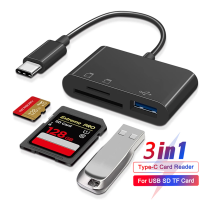 3in1 Type-C Micro Adapter TF CF SD เครื่องอ่านการ์ดหน่วยความจำ USB-C สำหรับ Samsung Xiaomi OTG Writer Compact Flash