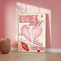 Vintage Heartbreak Hotel อ้างโปสเตอร์และพิมพ์สำหรับตกแต่งห้องนั่งเล่น Trendy Retro ภาพวาดผ้าใบสีชมพู Pop Wall Art Pictures