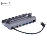 HAF0083 สายแปลง Type-C เป็น HDMI แท่นวาง6-in-1 อะลูมิเนียมอัลลอยด์ แบบ6-in-1 ฮับ Type-C USB3.0 สีเทาและสีเทา แท่นวาง Type-C สำหรับโทรศัพท์คอมพิวเตอร์
