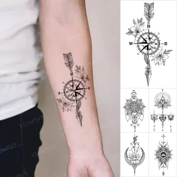 Men 6hrs Abstract Compass Tattoo