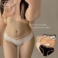 Som underwear กางเกงใน กางเกงในสไตล์เกาหลี แบบผูกข้างโชว์ริบบิ้นลูกไม้/และแบบสายคาดเอว เซ็กซี่ ผ้าฝ้ายแท้ I27