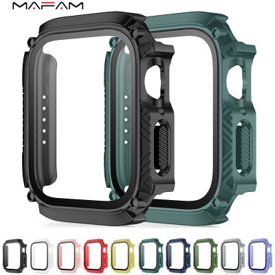 มาฟัม【💓ฝาครอบ + กระจกสำหรับนาฬิกาเคส7,ขนาด8 45มม. 41มม. 44มม. 40มม. กันชนนาฬิกาตัวปกป้องหน้าจอกันน้ำนิรภัยซีรีย์6 SE 4 5