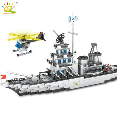 ใหม่ HUIQIBAO ทหาร1125PCS Missile Destroyer เรือรบ Cruiser Building Blocks เฮลิคอปเตอร์เรือกองทัพอิฐชุดเมืองของเล่นเด็ก