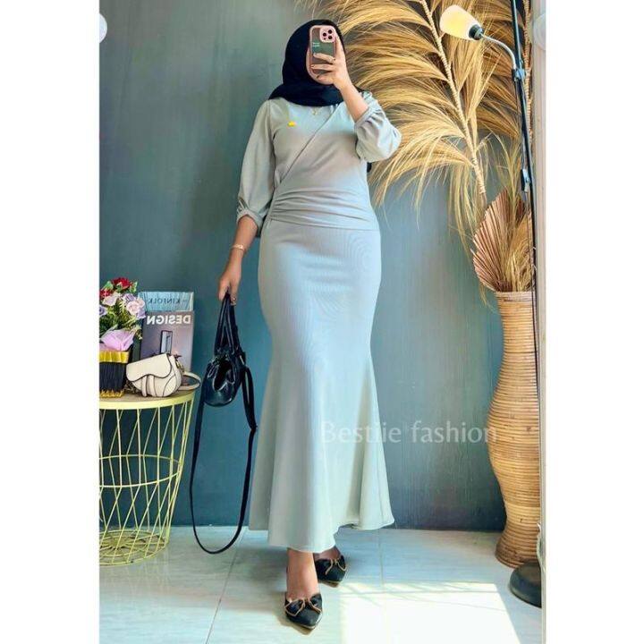 g2ydl2-inara-dress-free-bross-knit-material-mermaid-maxi-dress-party-gamis-ชุดเดรสมุสลิม-สไตล์โมเดิร์น