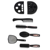 10Pcs Hair Brushes Comb Set Women Ladies Hair Care Massage Hairbrush with Mirror and Stand Pink