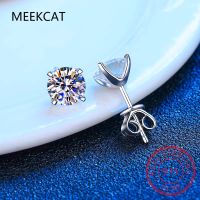 Real 0.4-4 Carat Moissanite Stud Earrings for Women Men Solid 925 Sterling Silver Solitaire Round Diamond Earrings Fine Jewelry