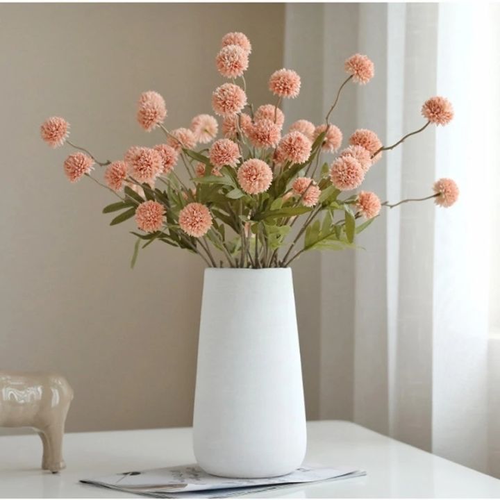 ดอกแดนดิไลออนประดิษฐ์-5-หัว-ดอกเบญจมาศเทียม-จัดดอกไม้ปอมปอม-แจกันดอกไม้ตกแต่งบ้าน