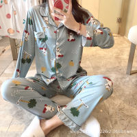 UTP (READY STOCK KL) Plus Size Women Silk Satin Pajamas Perempuan Pyjamas Set Baju Tidur Nightwear Ice Silk Long Sleeve