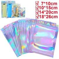 10pcs Laser Rainbow Storage Bags Waterproof Lock Bags for Jewelry Gifts Food Packing Bags Home Kitchen Organizer Mask Holders