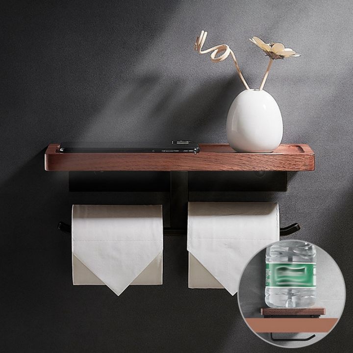 walnut-paper-holder-bathroom-shelf-shampoo-toilet-holder-kitchen-shelf-phone-rack-bathroom-accessories