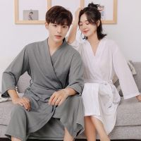 คนรักจีน Kimono Robe Home Dress ชุดนอนผ้าฝ้ายชุดนอน Nightgown Dressing เสื้อคลุมอาบน้ำ Oversize Home Clothes