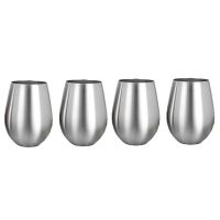 4PCS Stainless Steel Stemless Wine Glasses Kitchen Bar Unbreakable Metal Drink Cups for Indoor &amp; Outdoor Picnics Camping