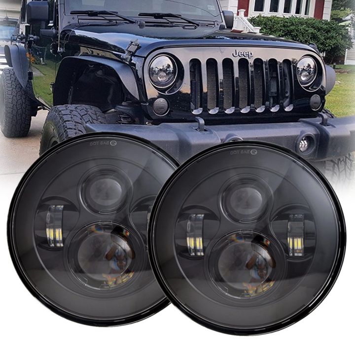 Car Lights - Lx-light 7'' Round Black LED Headlight High Low Beam For Jeep  Wrangler Jk Tj Lj Cj Hummber H1 H2 - Replacement Parts | Lazada