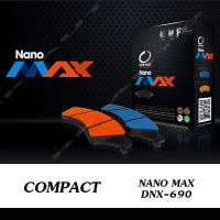 COMPACT NANO MAX (DNX-690) ผ้าเบรคหน้า TOYOTA HILUX VIGO 2WD ตัวเตี้ย ปี2004-2008