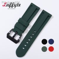 Silicone Rubber Watchband 22mm 24mm 26mm Black Blue Red Orange Army Green Watch Band Strap Stainless Steel Buckle