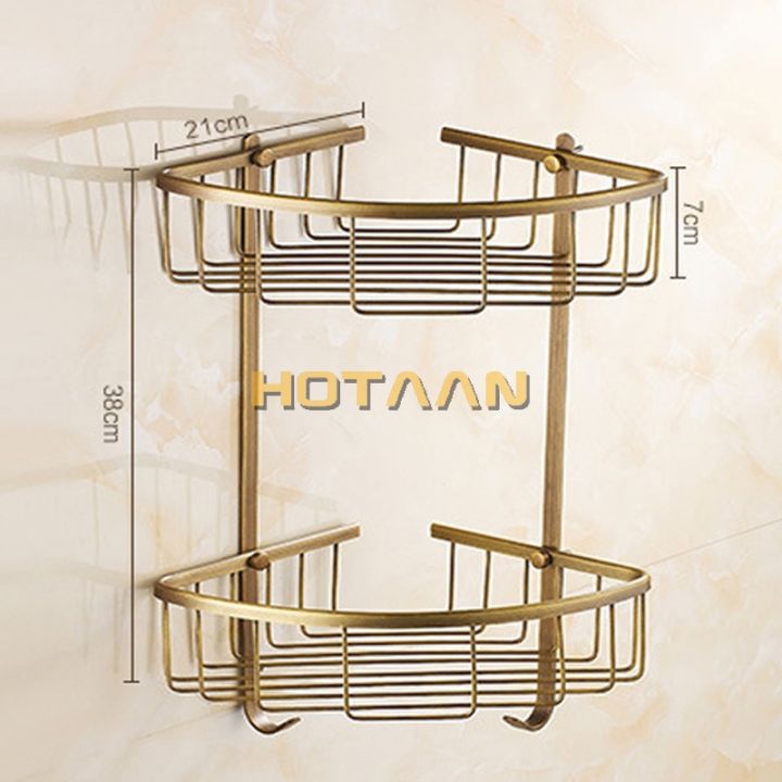wall-mounted-antique-finish-brass-bathroom-shower-shampoo-shelf-basket-holder-fashion-double-layer-yt7006