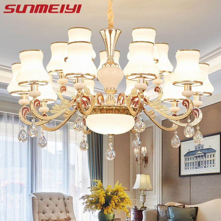 SUNMEIYI modern large crystal chandelier Nordic interior living room ...