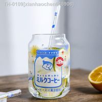 ■ xianhaochen048906 Copos de leite resistentes calor dos copos do café/chá vidros água claros com palha wudruncy iogurte bonito japonês jun pode vidro