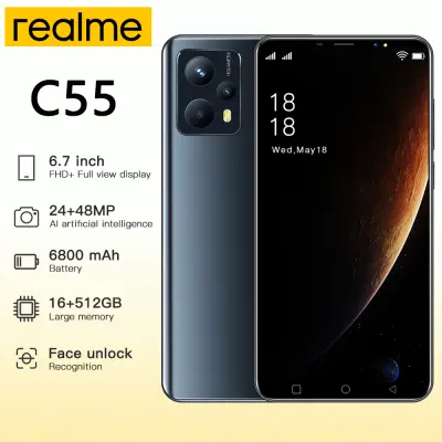 โทรศัพท์ Realme C55 ถูกๆโทรศัพท์ เครื่องใหม่ Smartphone (Ram16G + Rom512G) รองรับ 2 ซิมสมาร์ทโฟน 4G/5G โทรศัพท์มือถือ 6.7 นิ้ว Android12 มือถือเต็มจอ สมาร์ทโฟน HD รองรับการเก็บเงินปลายทาง เมนูภาษาไทย
