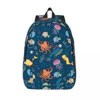 Student Bag Marine World Fish Octopus Jellyfish Starfish Seaweed Backpack Parent-child Lightweight Backpack Couple Laptop Bag