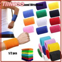 TIINSOO 1/2pcs ร้อน สีทึบ Unisex นุ่มสบาย วอลเลย์บอล บาสเก็ตบอล วงเทนนิสมือ กีฬา Sweatband สายรัดข้อมือผ้าฝ้าย สายรัดข้อมือยิมเหงื่อ