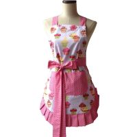 Retro Kitchen Apron Woman Flirty White Apron Frosted Cupcake Striped Polka Dot Ruffled Salon Avental de Cozinha Divertido Aprons