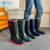 ST Four Seasons แฟชั่น High-Top Rain Boots ผู้ชายสวมใส่กันน้ำ Anti-Skid รองเท้า Anti-Skid Rain รองเท้ายางรองเท้าล้างรถตกปลารองเท้า Overshoes น้ำ