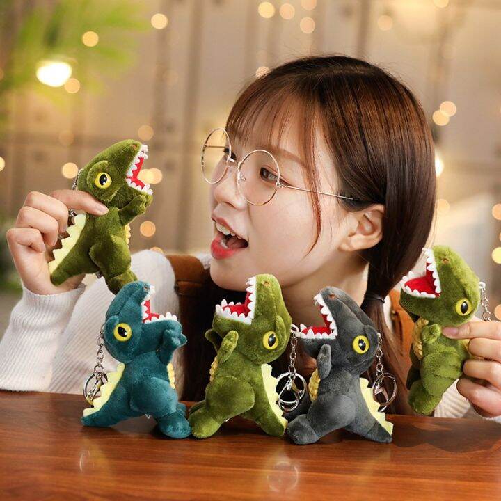 cw-new-dinosaur-plush-toys-cute-keychain-cartoon-tyrannosaurus-stuffed-toy-dolls-keychain-for-children-birthday-christmas-gift