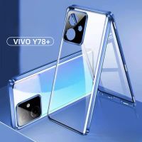 สำหรับ Vivo Y78 Y36 Y78 Y78 + Y35 Vivo + Y35M + Y36 Y27 4G 5G 2023กับกล้องป้องกันฝาแข็งพลิกเคสสองด้านกระจกเทมเปอร์ฝาหลังป้องกันกล้องเคสโทรศัพท์