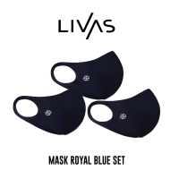 3 แถม 3 LIVAS เซตหน้ากากผ้าสีน้ำเงิน 3 ชิ้น Mask Royal Blue แมสเกาหลี แมสผ้า หน้ากากผ้าทรงเกาหลี สไตล์มินิมอล