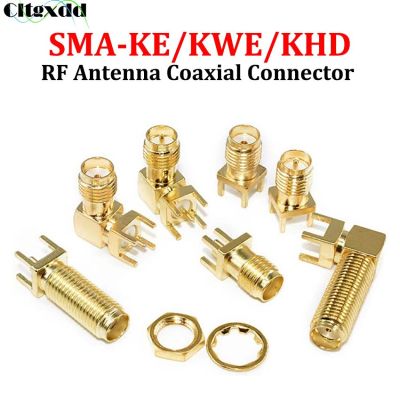 SMA-KWE/KHD SMA Female Jack Male Plug Adapter Solder Edge PCB Straight Right Angle Mount RF Antenna Coaxial Connector Socket Electrical Connectors