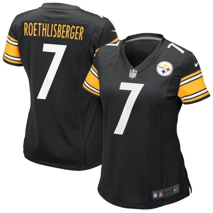 เสื้อกีฬารักบี้แขนสั้น-ทรงหลวม-ขนาดใหญ่-ลายทีม-nfl-pittsburgh-steelers-steelers-rugby-jersey-no-สไตล์ยุโรป-และอเมริกา-เสื้อกีฬาแขนสั้น-ลายทีม-ben-roethlisberger-สําหรับผู้หญิง-7-ชิ้น