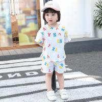 Baby Girl Pajamas Sets Summer Cotton Teen Boys Sleepwear Outfit White Letters Print Children Nightwear Suit Short Sleeve Pijamas