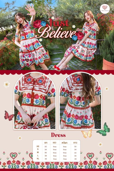 just-believe-dress-เดรสพิมพ์ลายที่เเพทเทิร์นสุดฮิตใส่สวยสบายไม่อึดอัด-น่ารักมากกใส่แล้วขับผิวสุดๆ