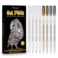 3สีชุดปากกาเจล-สีขาว,ทองและสีเงิน0.8มิลลิเมตรไส้ปากกาหมึกเจล,Rollerball ปากกาสำหรับการวาดภาพกระดาษสีดำ,ร่าง,