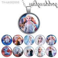 ☎ Disney Frozen Elsa Anna Princesses Olaf Round Photo Glass cabochon silver plated/Crystal pendant necklace jewelry Gift