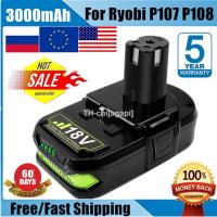 18V 3.0Ah Lithium Ion Battery For Ryobi P108 ONE Plus P107 P102 P103 RB18L50 Cordless Tool Battery Replacement （สต็อกสำเร็จรูป） agapi