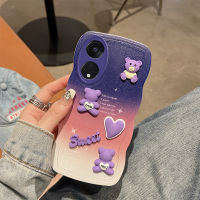 เคสนิ่ม TPU 3มิติสำหรับ OPPO Reno 8T เคส OPPO Reno 8T แฟชั่นแบบพรีเมี่ยมไล่ระดับสี3D ความรักที่คลุมมือถือเคสป้องกันหัวใจหมี